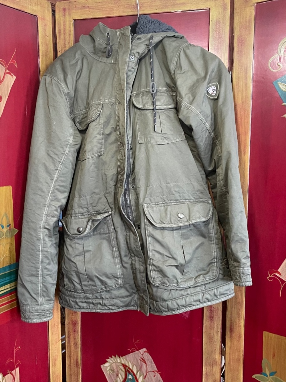 Kuhl Projekt Luna Parka Jacket Women's Small Green Full Zip Sherpa Lined Winter
